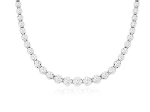 14k White Gold Tennis Necklace with 3.0 Carat Brilliant White Diamonds - Picture 1 of 1