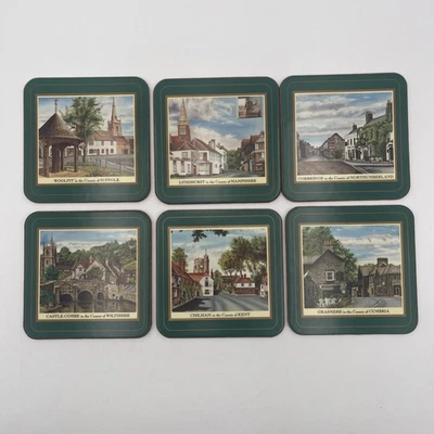 Подставки Pimpernel с пробковой подложкой, набор из 6, английские деревни, 4 дюйма x 4 дюйма без коробки - Изображение 1 из 4