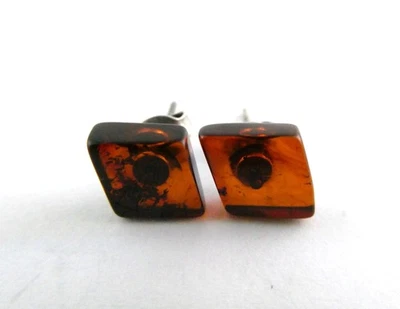 Aretes vintage de plata esterlina con postes naranja ámbar báltico 925,8 g 11,3 mm Foto 1 de 4
