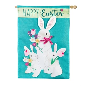 Bunny Trio Haus Sackleinen Flagge, 13b8407bl - Bild 1 von 2
