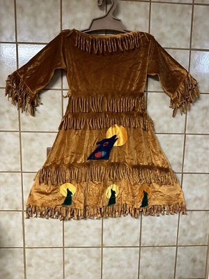 Disfraz de luna de lobo de terciopelo para mujer/adolescente, flecos, cuentas talla pequeña Foto 1 de 4