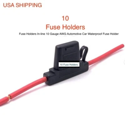 10 Fuse Holders In-line 10 Gauge AWG Car Waterproof ATC/ATO Blade Fuse Holder - Image 1 of 3