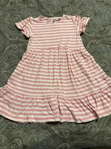 J Crew Girls Cotton Striped Tiered Dress Size Small Pink and White - Picture 1 of 6