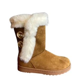 Women’s Faux Fur Chestnut Boots NIB Size 7 - Picture 1 of 5