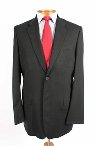 Express Mens 42L Black Pinstripe Wool 2 Button Blazer Sport Coat Jacket 219 - Picture 1 of 4
