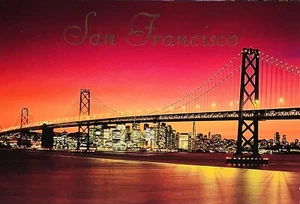 San Francisco California Oakland Bay Bridge At Sunset Postcard Unposted NEW - Picture 1 of 2