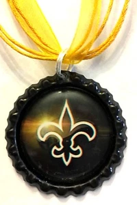 New Orleans Saints Football Inspired Bottle Cap Girl's Necklace Saints Accessori - Picture 1 of 2