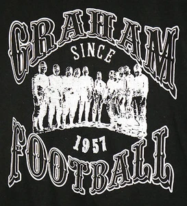 Graham Football Since 1957 Vintage Style Distressed 2-Sided T-Shirt MEDIUM Black - Picture 1 of 5