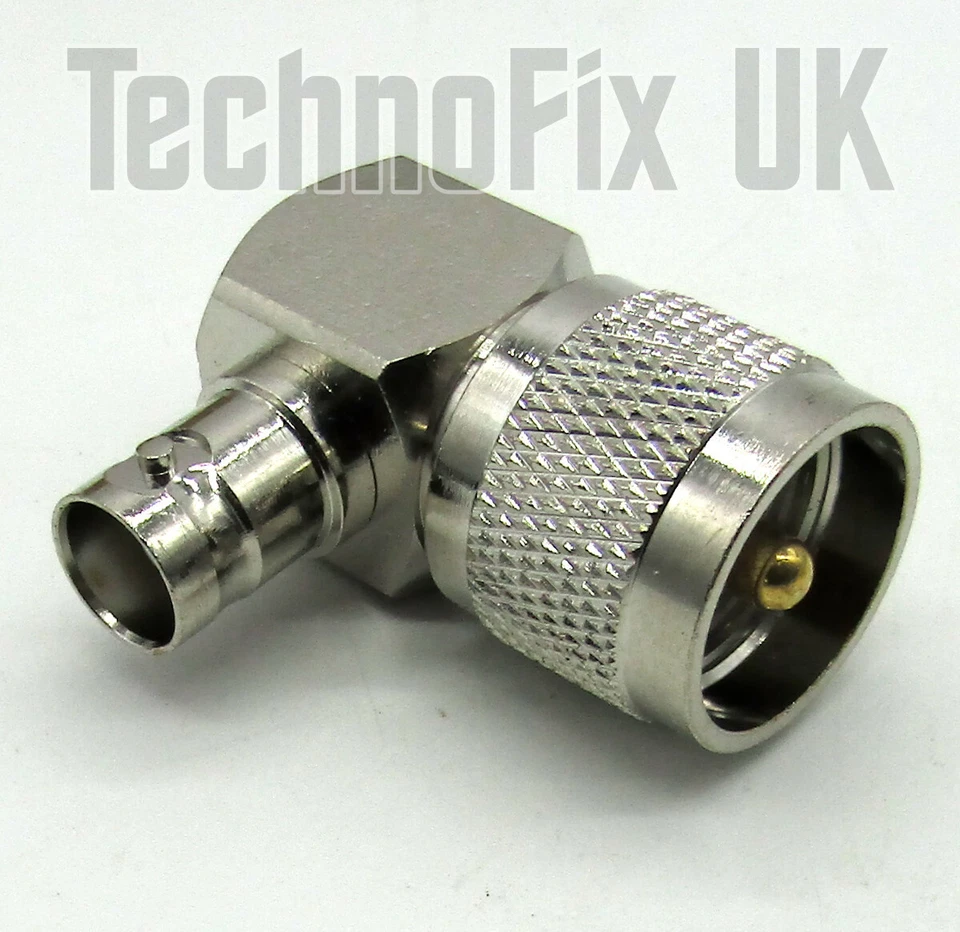 BNC female to UHF PL259 male right angled 90 degree adapter - Image 1 of 1