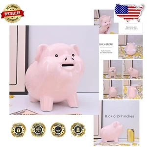 Whimsical 8 Inch Piggy Bank - Breakable Coin Bank for Home Decor & Savings - Picture 1 of 9