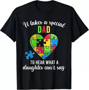 Dad Autism Awareness Family Support Shirts_ Fun Heart Puzzle Gift Unisex T-Shirt - Picture 1 of 3