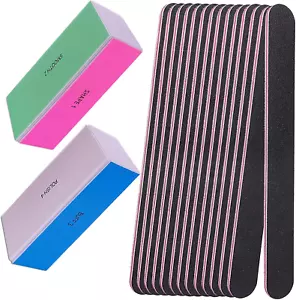 Nail File and Buffer Set, 4 Way Nail Buffers Shine Kit Professional Nail Files - Picture 1 of 12