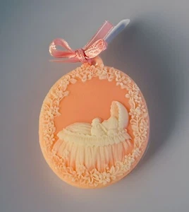 Vintage Pink & White Jasperware Baby Girl Infant Newborn Ornament Birth Baptism - Picture 1 of 7