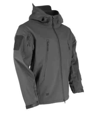 Mens Patriot Tactical Soft Shell Hooded Jacket Grey Zip Fleece Lined Coat - Image 1 of 4