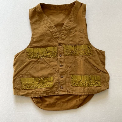 Vintage 50s Hunting Vest Mens Medium Brown Shooter Hunters Utility - Image 1 of 4