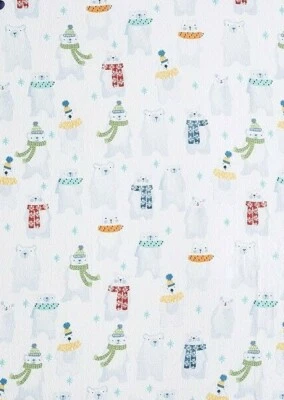 Pottery Barn NIÑOS Oso Polar Sábana Ajustable Cuna Algodón Franela Orgánica BEBÉ NUEVO Foto 1 de 2