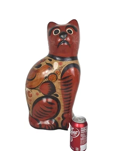 Chat Tonala Mexique Poterie Chat Géant Pieds 21" de Haut Non Signé Vintage - Photo 1/17