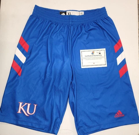 30619 Adidas KANSAS JAYHAWKS Authentic Team Issued Basketball SHORTS New ROYAL Cover