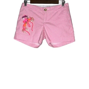 Lilly Pulitzer Pink Striped Callahan Party Sequin Shorts Size 0 - Picture 1 of 10