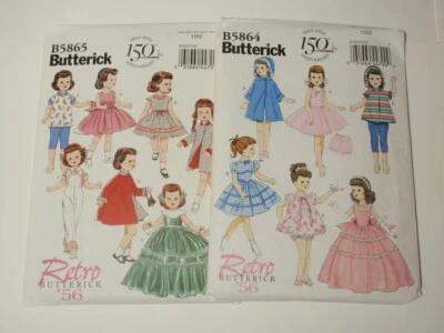 Lot 2 Retro Butterick 18” Doll Clothes Pattern B5864 B5865 UNCUT - Image 1 of 4