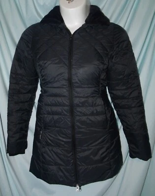 Champion Solid Black LS Hooded Quilted Fleece Lined Winter Parka Coat Size M Jrs - Image 1 of 4