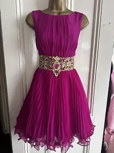 Forever Unique Magenta & Gold Evening Dress 12 - Picture 1 of 10