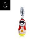 Genuine Solid Sterling Silver 925 Russian Doll Travel Pendant Dangle Charm Mum