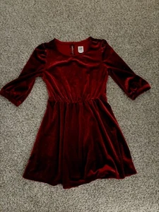 Gap Kids Velvet Red W/ Sparkle Long Sleeve Dress - Size XS - Picture 1 of 3