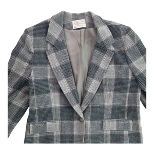 Pendleton Blazer Women's 12 Petite Virgin Wool Lined 1 Button plaid check USA - Picture 1 of 10