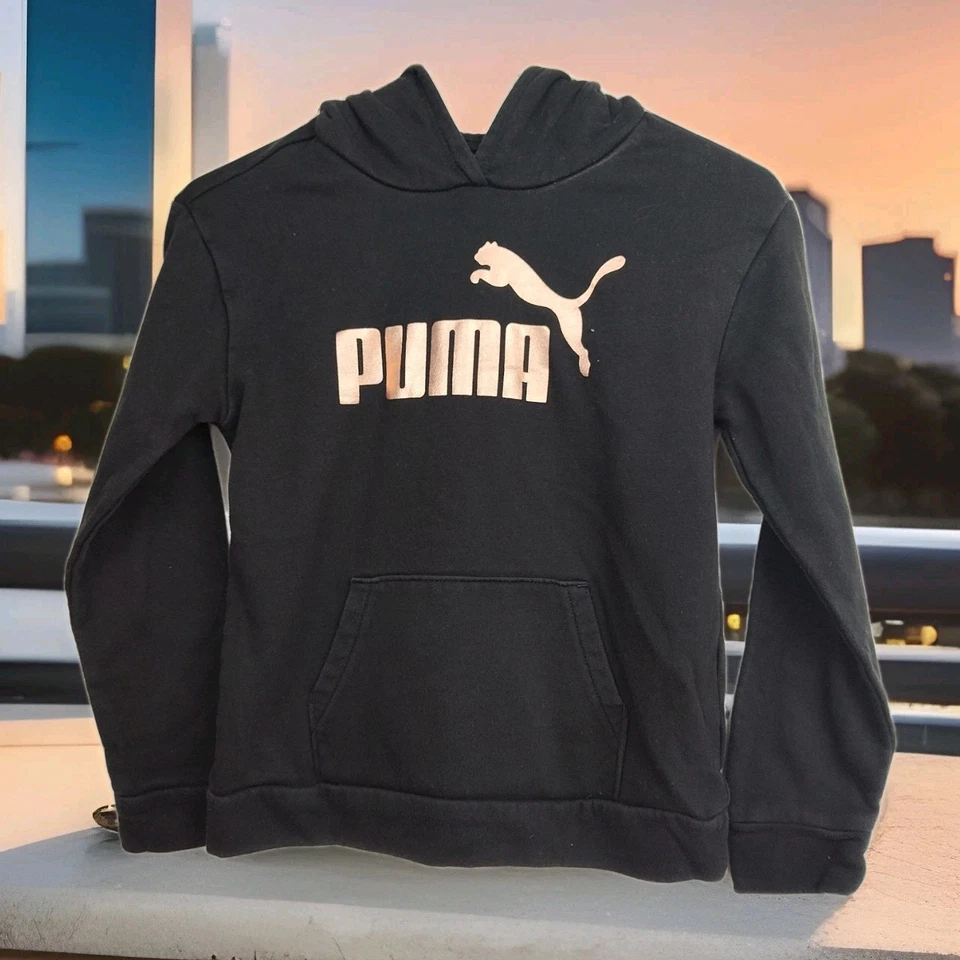 Puma Jersey Sudadera con Capucha, Niñas L (12-14), Negro, Rosa Brillante Logo Foto 1 de 4