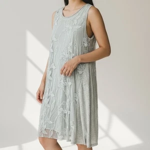 Simply Couture NWT Sleeveless Fairy Cottage Floral Lace Overlay Tank Dress Large - Picture 1 of 6