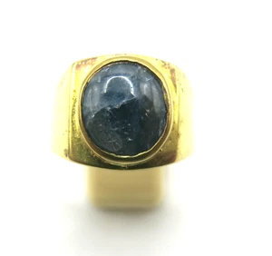 45cts Vintage Men’s Sapphire Cabochon Solitaire Ring18k Micron Gold Size 12 - Picture 1 of 8