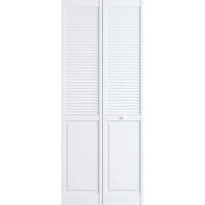 24 In. X 80 In. Louver/Panel Pine White Interior Closet Bi-Fold Door - Picture 1 of 2