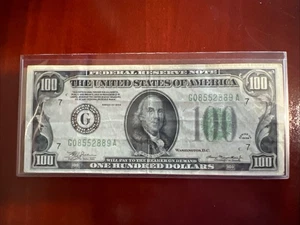 1934 $100 Federal Reserve Note - Light Green Seal - Chicago - Picture 1 of 2
