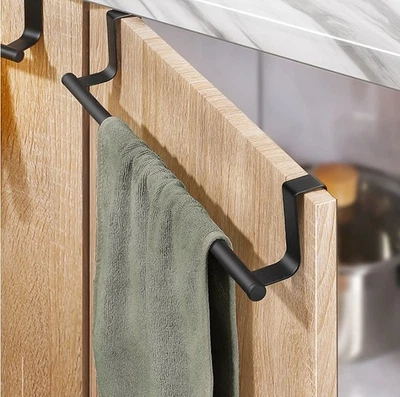 3x Geschirrtuchhalter Küche Tür Handtuchstange in Schwarz Handtuchhalter Schrank - Bild 1 von 4