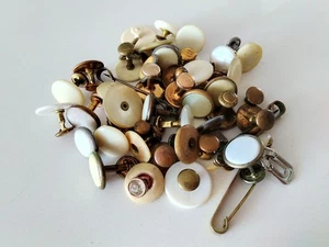 Antique & Vintage Collar Pins & Studs front & back Peaky Blinders Style 40+pcs - Picture 1 of 4