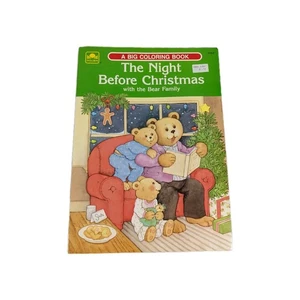 The Night Before Christmas Bear Family Big Coloring Book Golden Book Vtg '89 NEW - Picture 1 of 5
