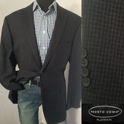 Pronto Uomo "Platinum" Unstructured Men Tweed Blazer 48L Check Sport Coat Jacket - Image 1 of 4