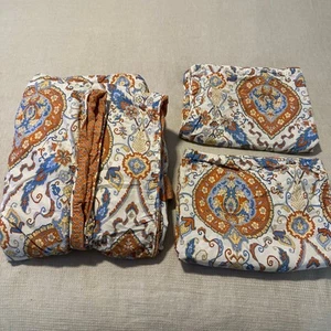 Ralph Lauren Home Orange Blue Medallion Duvet Cover set Full Queen with 2 Shams - Picture 1 of 9