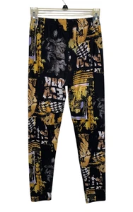 KATHY Leggings Women OSFA New York Themed Yellow/Black Super Soft - Picture 1 of 9