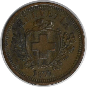 1877 B Switzerland 1 Rappen KM3.1 EF Uncertified #1116 - Picture 1 of 2