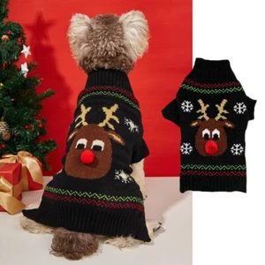 Dog Sweater Christmas Party Small and Medium sized Dog Winter Warm Pet Clothing - Picture 1 of 16