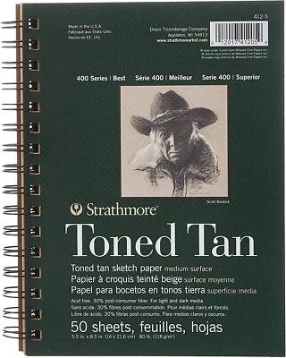 Strathmore Tan Drawing 400 Series Toned Sketch Pad, 5.5"x8.5", 50 Sheets - Image 1 of 4