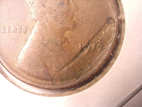 1917-P Lincoln Wheat Cent Penny - Lamintation Error - VG Cover