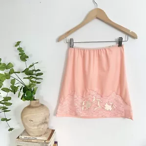 Vintage 50’s 60’s Peach Lace embroidered Half Slip - Picture 1 of 7