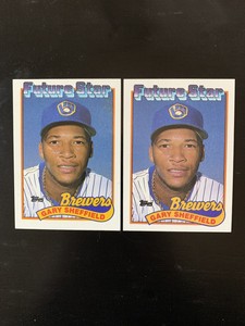 1989 Topps #343 Gary Sheffield RC Future Stars Milwaukee Brewers Lot of 2