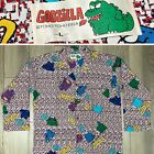 Vintage TOHO EIGA Godzilla Chibi SD All Over Print Button Up Shirt Pajama Size L