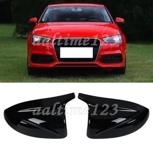 Pair Gloss Black Side Mirror Covers Fit For Audi A3 S3 RS3 Models 2014-2020 - Picture 1 of 9
