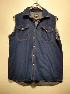 Guide Gear ~ Denim Pearl Snap Shirt Sleeveless Vest - Men's Size Large Biker  - Picture 1 of 13