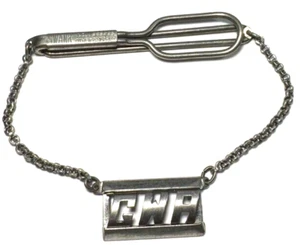 Vintage Tie Bar Clip Monogram Initials Letter SIGNED SWANK C W A Silver Chain 24 - Picture 1 of 2